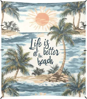 Palm Tree Life is Better Beach Cabana UPF50  Waterproof Large Portable Sun Shelter with Sand Shovel for Camping, Picnics, Backyard
