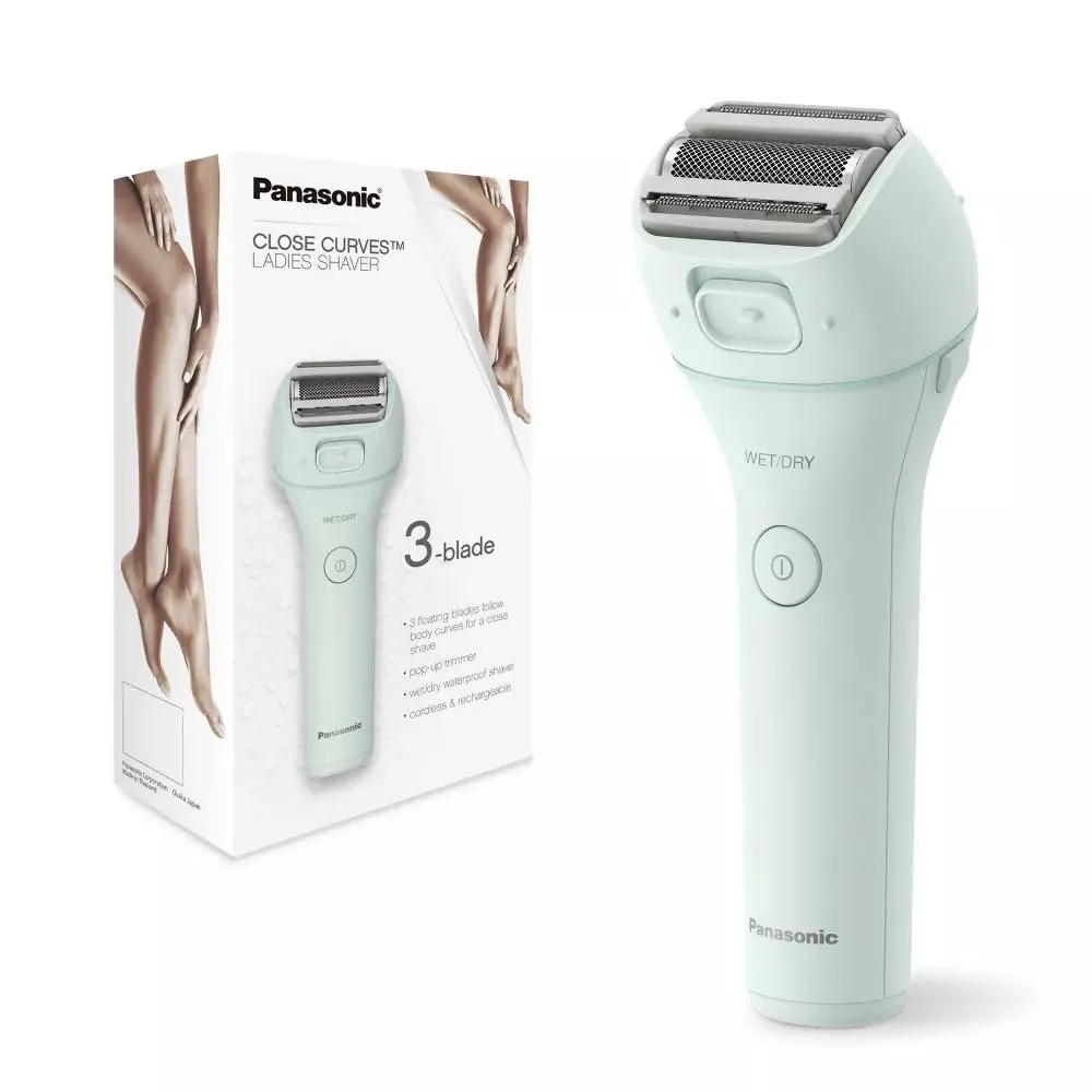Panasonic Close Curves Electric Razor for Women, Cordless 3-Blade Shaver with Pop-Up Trimmer, Wet Dry Operation - ES-WL60-G (Mint)