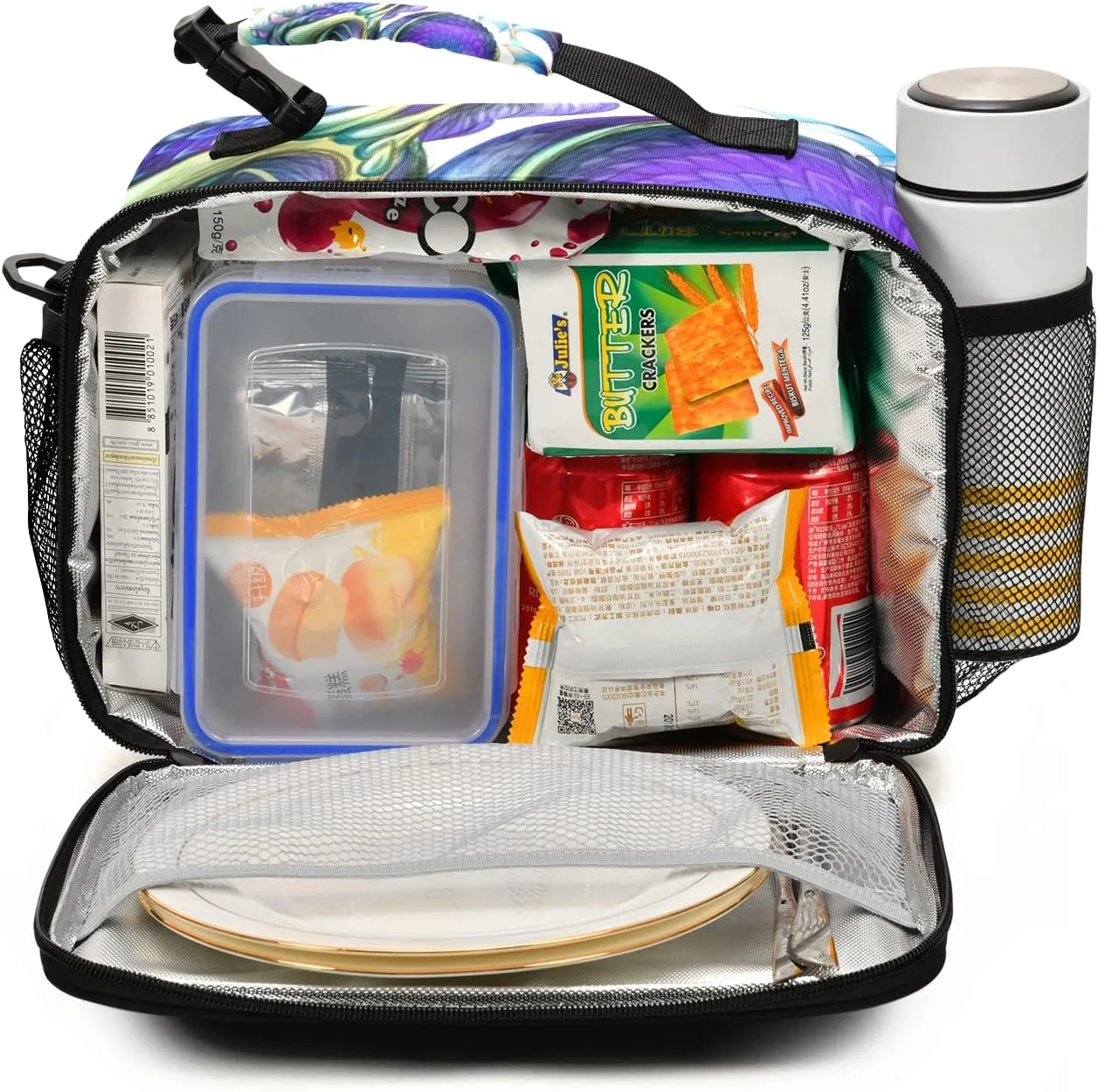 panksolu Chinese Dragon Lunch Bag, Insulated Lunch Box with Adjustable Shoulder Strap Cooler Tote Bag for Men Women Kids Teens