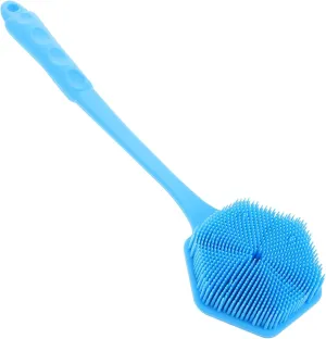 PartyKindom Silicone Bath Brush with Ergonomic Long Handle Dual Sided Exfoliating and Massaging Body Scrubber for Deep Cleansing and Soft Silicone Shower Brush for Body Use