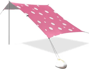 Pink Background with White Spots on It Designed UPF50  Protection Beach Cabana Tent Waterproof Large Sun Shelter with Carrying Bag for Camping, Picnics, Backyard & Fishing techo para Playa