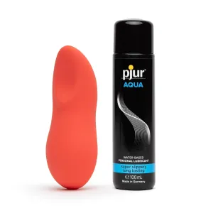 Pjur Aqua Water-Based Personal Lubricant 3.4 fl oz & We-Vibe Touch X Coral Powerful Mini Massager Vibrator - Female Sex Toys Bundle