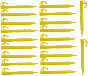 Plastic Tent Pegs Heavy Duty Canopy Tarp Stakes Awning Accessories 20PCS Yellow,Camping Essentials
