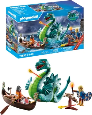 PLAYMOBIL | Viking with Sea Monster | Educational Toy from 4 Years | Imaginative Play Set | Dragon & Drakkar Figure | Stimulates Creativity | 71830