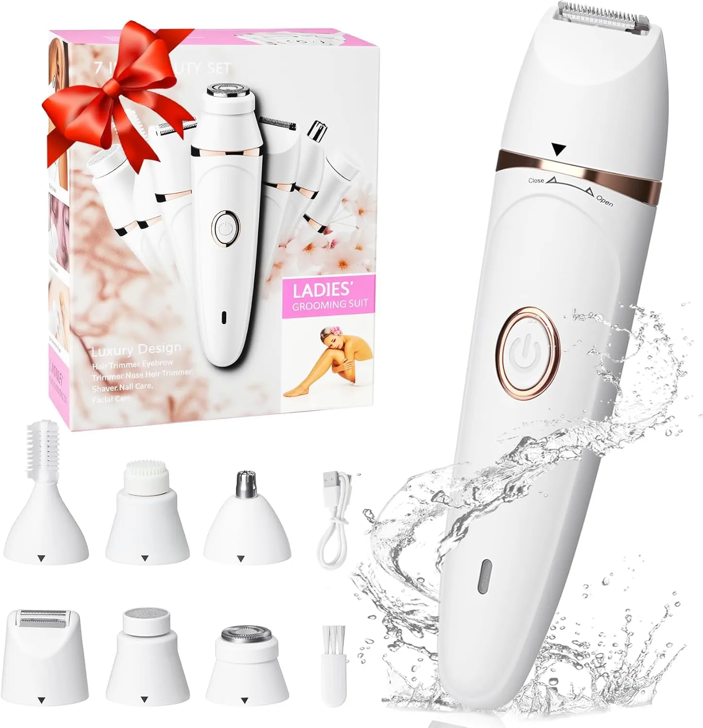 Pluxy Epil Pro 3.0 Women Face Epilator, 7-in-1 Portable Design Facial Epilator, Facial Hair Removal for Women & Men, Waterproof Facial Shaver for Ears, Nose, Eyebrow, Body