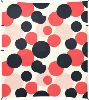 Polka Dot Black Red Foldable Beach Cabana UPF50  Protection Lightweight Shade Sun Shelter with Sturdy Poles, Sandbags and Shovel for Backyard and Camping