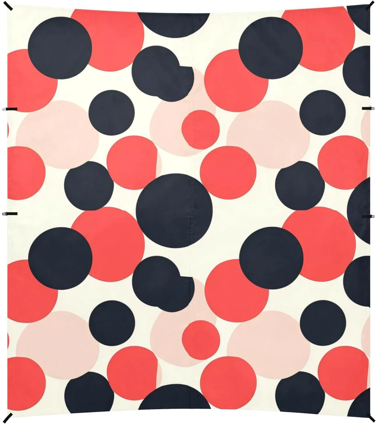 Polka Dot Black Red Foldable Beach Cabana UPF50  Protection Lightweight Shade Sun Shelter with Sturdy Poles, Sandbags and Shovel for Backyard and Camping