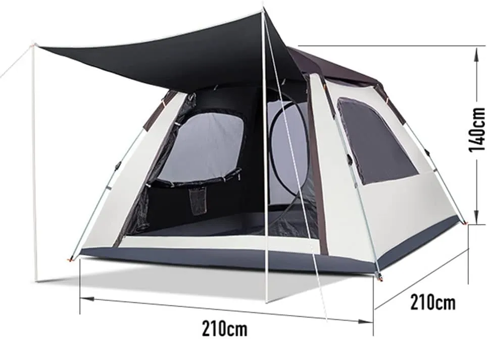 Pop Up Camping Tent for 3-4 Persons, Waterproof Family Tent with Instant Cabin Tent Superior Rainproof for Camping, Hiking, Hiking and Festivals