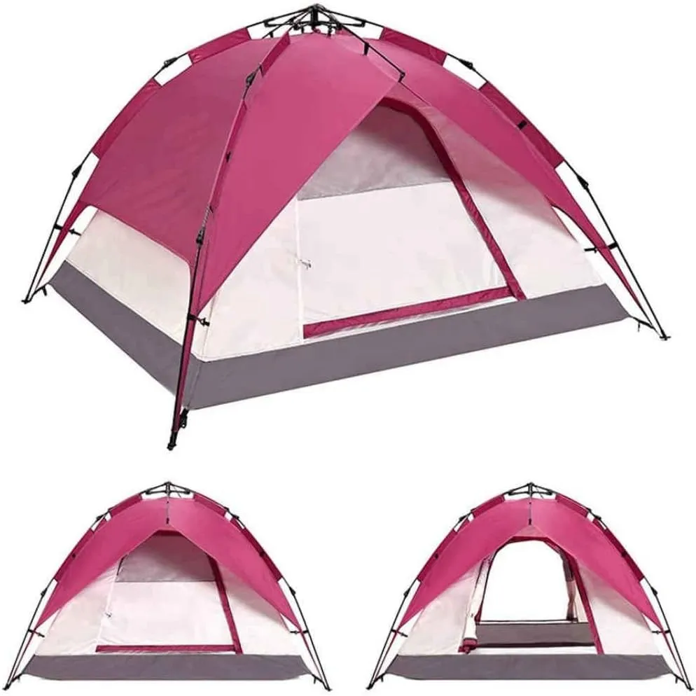 Pop Up Tent, Camping Instant Automatic 3-4 People Outdoor Tent, Waterproof Lightweight Dome Outdoor Tent,Camping Fishing Picnicing,Red