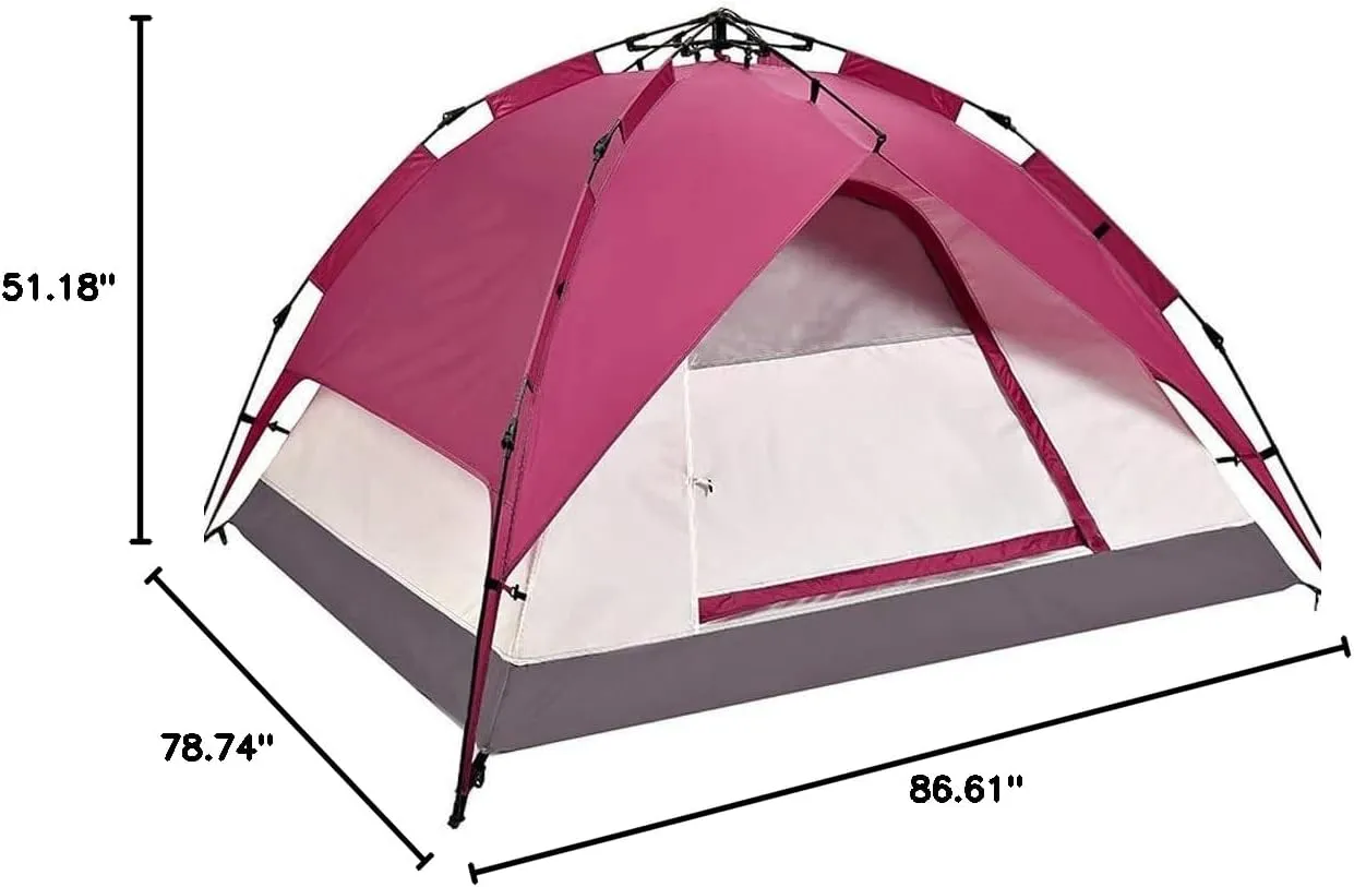 Pop Up Tent, Camping Instant Automatic 3-4 People Outdoor Tent, Waterproof Lightweight Dome Outdoor Tent,Camping Fishing Picnicing,Red