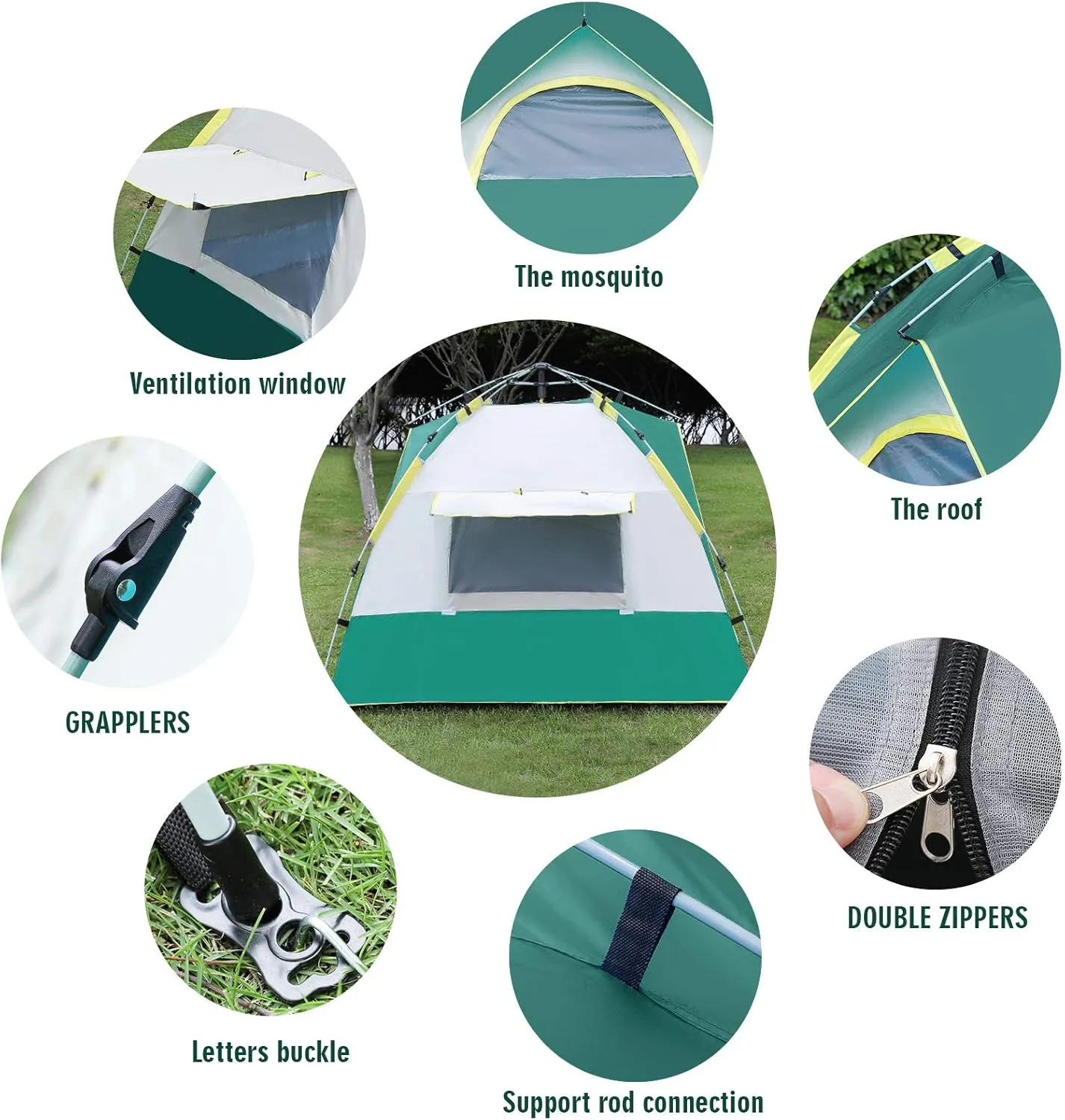 Pop Up Tent Family Camping Tent Instant Cabin Tent 2 Person Portable Tent Automatic Tent Waterproof Windproof for Camping Hiking Beach Fishing and Outdoor Activities