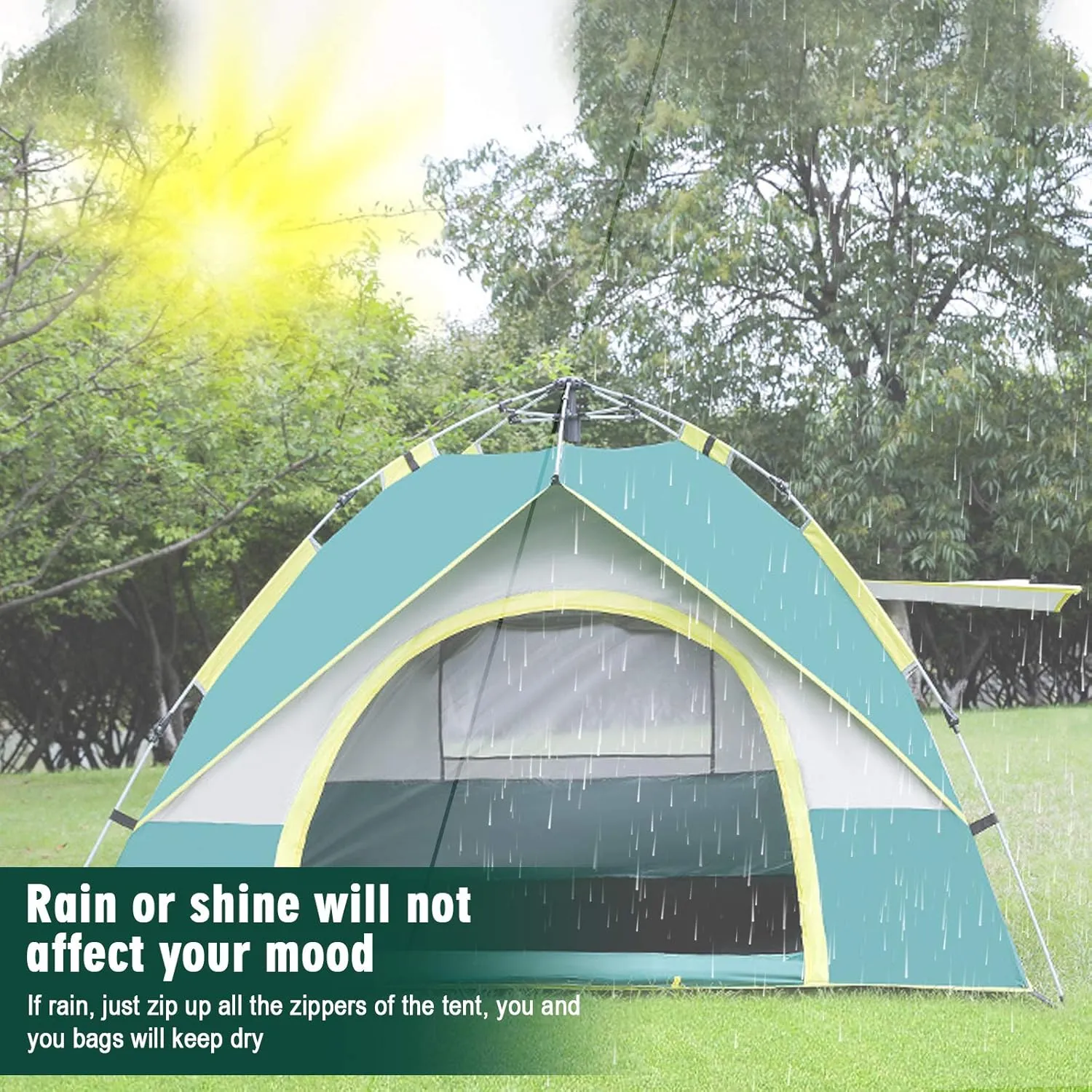 Pop Up Tent Family Camping Tent Instant Cabin Tent 2 Person Portable Tent Automatic Tent Waterproof Windproof for Camping Hiking Beach Fishing and Outdoor Activities
