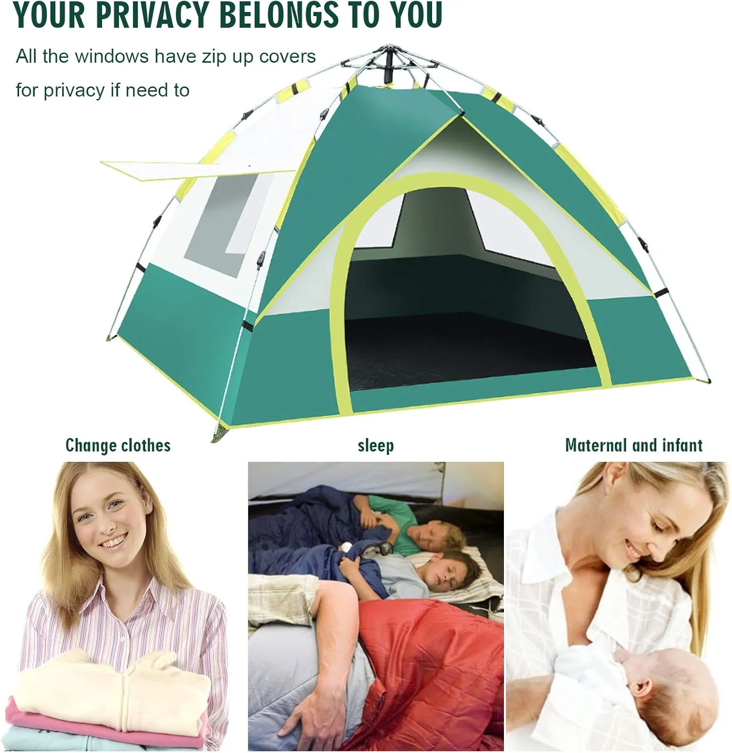Pop Up Tent Family Camping Tent Instant Cabin Tent 2 Person Portable Tent Automatic Tent Waterproof Windproof for Camping Hiking Beach Fishing and Outdoor Activities