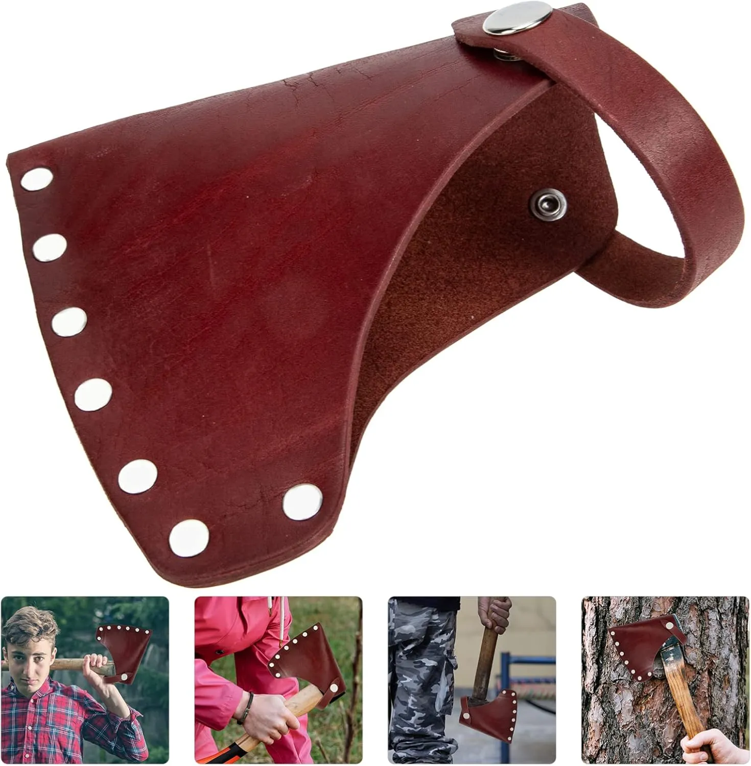 POPETPOP 2pcs Universal Axe Head Portable Case for Hatchet Thicken Cowhide Protector Professional Cover for Axe