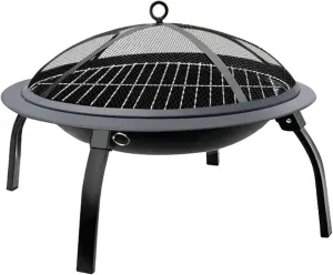 Portable BBQ Grill Charcoal Grill 22 Inch Black Folding Burning Fire Pit Outdoor Heater Backyard Patio Stove Fireplace BBQ Grill for Patio Backyard Barbecue Camping
