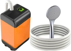 Portable Camping Shower, 4800mAh Rechargeable Shower Pump, USB Rechargeable Camp Shower Pump IPX7 Waterproof for Family Camp Hiking Backpacking Travel Beach