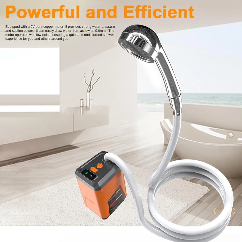 Portable Camping Shower Outdoor Electric Shower Pump Rechargeable Battery Powered Shower Support 3 Water Modes for Camping Hiking Backpacking Travel Beach Pet Watering