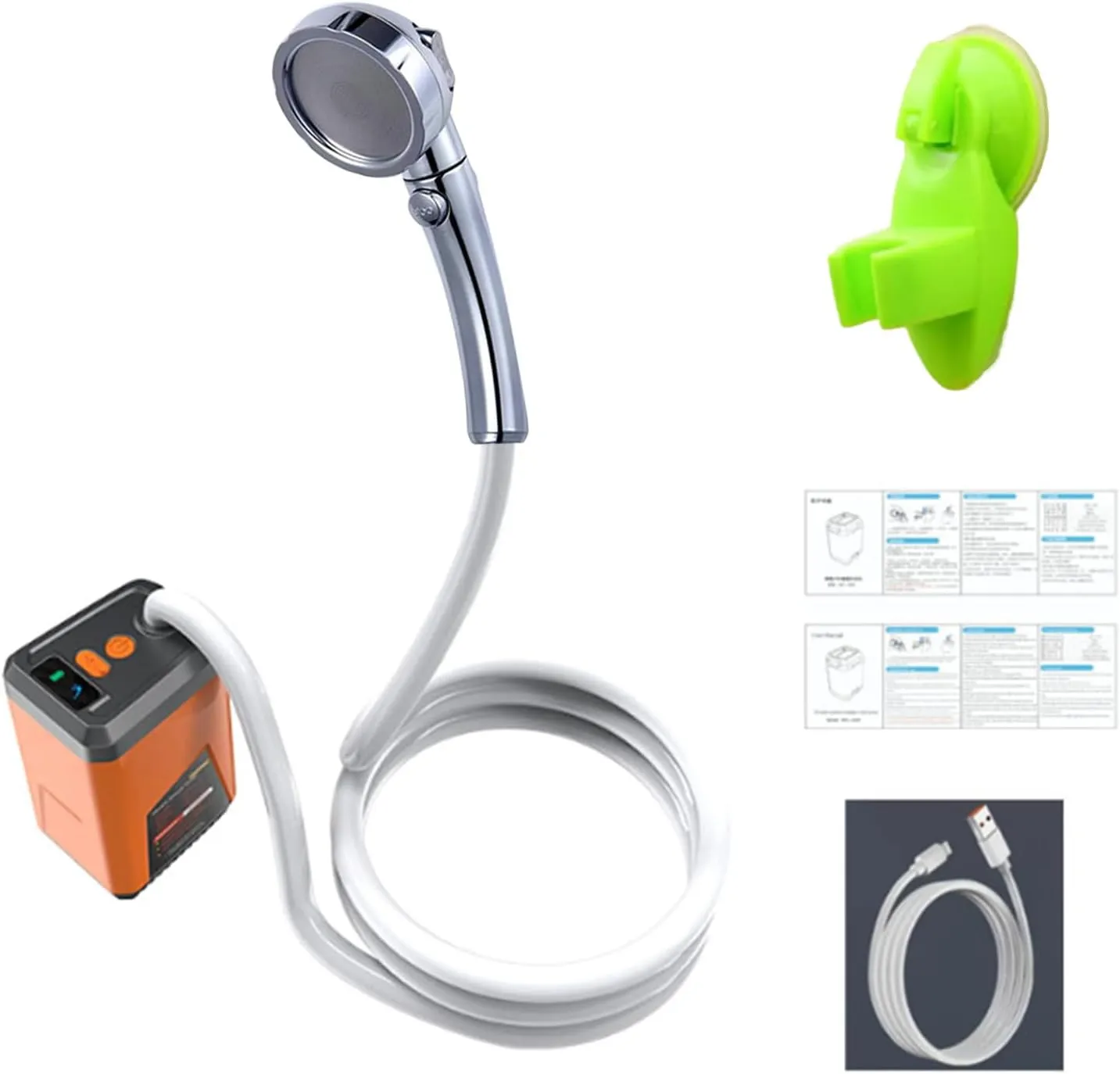 Portable Camping Shower Outdoor Handheld Electric Shower Rechargeable Electric Shower Pumps for Hiking Travel Beach