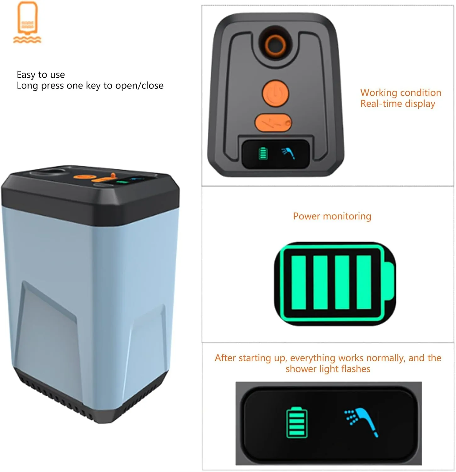 Portable Camping Shower Pumps Outdoor Rechargeable Electric Shower Pumps for Camping Car Washing Gardening Enduring