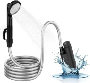 Portable Camping Shower with Digital Display, 3-in-1 Outdoor Shower Pump for Camping, Beach, Pet Washing | Lightweight (1.6lbs), Rechargeable & Waterproof