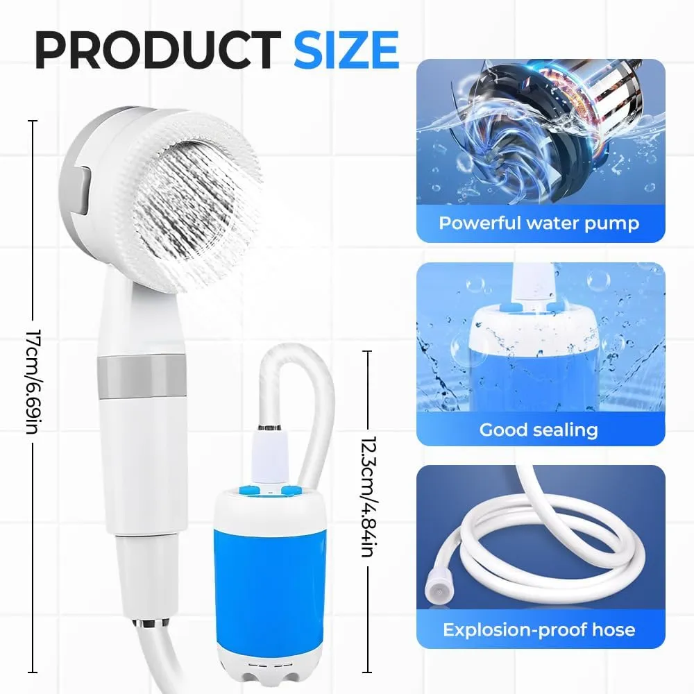 Portable Camping Shower with Rechargeable Pump, 2025 New Digital Display Electric Shower, Lightweight Camping Shower Pump, Easy-to-use Outdoor Shower Pump for Travelers (Regular style)