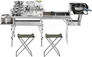 Portable Camping Table & Chairs Set – Foldable Outdoor Furniture with Storage Drawer for Picnics, Backyard & RV Travel