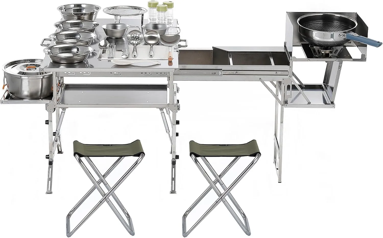 Portable Camping Table & Chairs Set – Foldable Outdoor Furniture with Storage Drawer for Picnics, Backyard & RV Travel