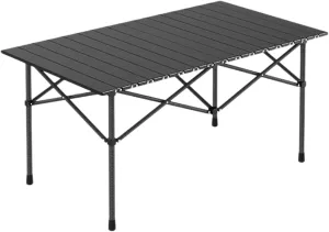 Portable Camping Table, Ultralight Aluminum Folding Table with Carry Bag, Perfect for Picnic, Beach, Travel, BBQ, and Outdoor Cooking Black 120×55×50cm/47×21×19.7in
