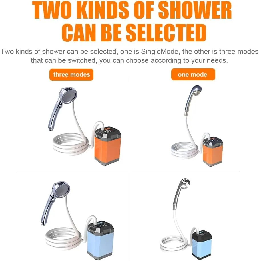 Portable Cordless Camping Shower Outdoor Electric Shower Pump 9000mAh Rechargeable Shower Large Capacity Hiking Traveling Shower Digital Display Bathe Tool