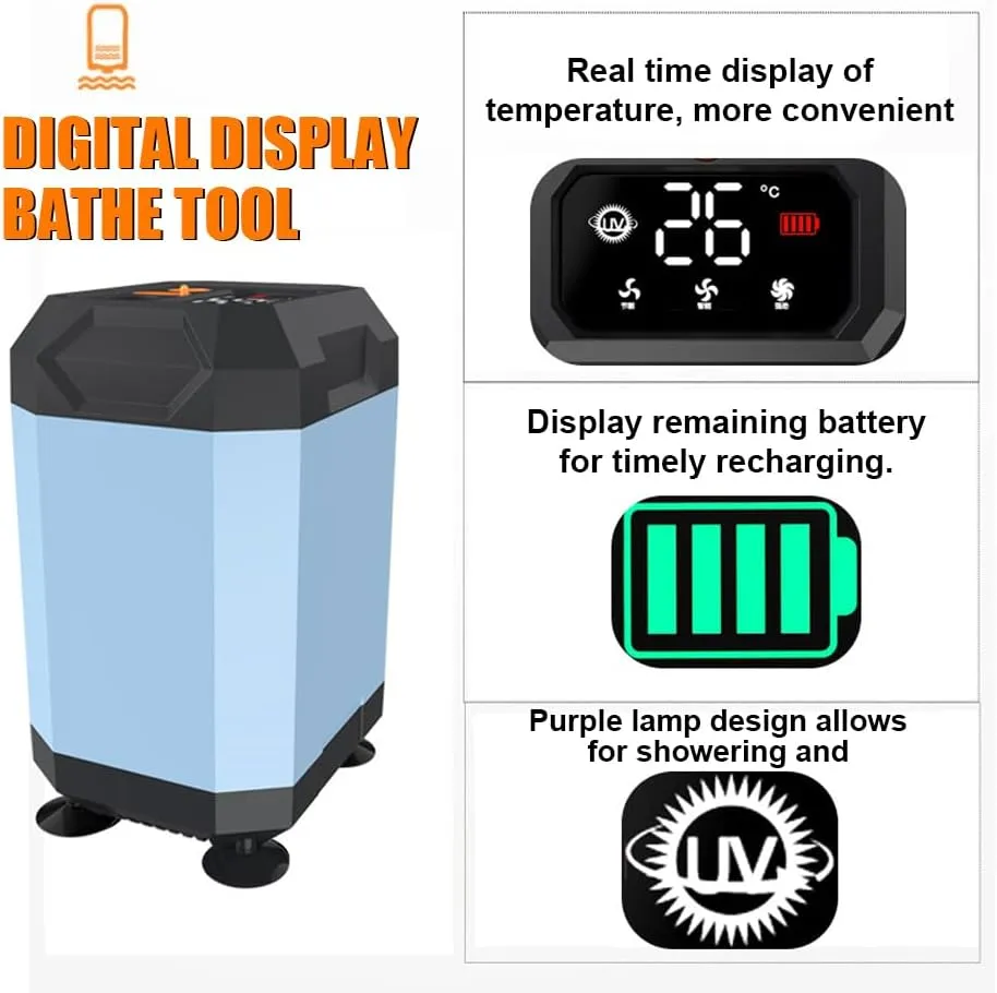 Portable Cordless Camping Shower Outdoor Electric Shower Pump Rechargeable Shower Large Capacity Hiking Traveling Shower Digital Display Bathe Tool