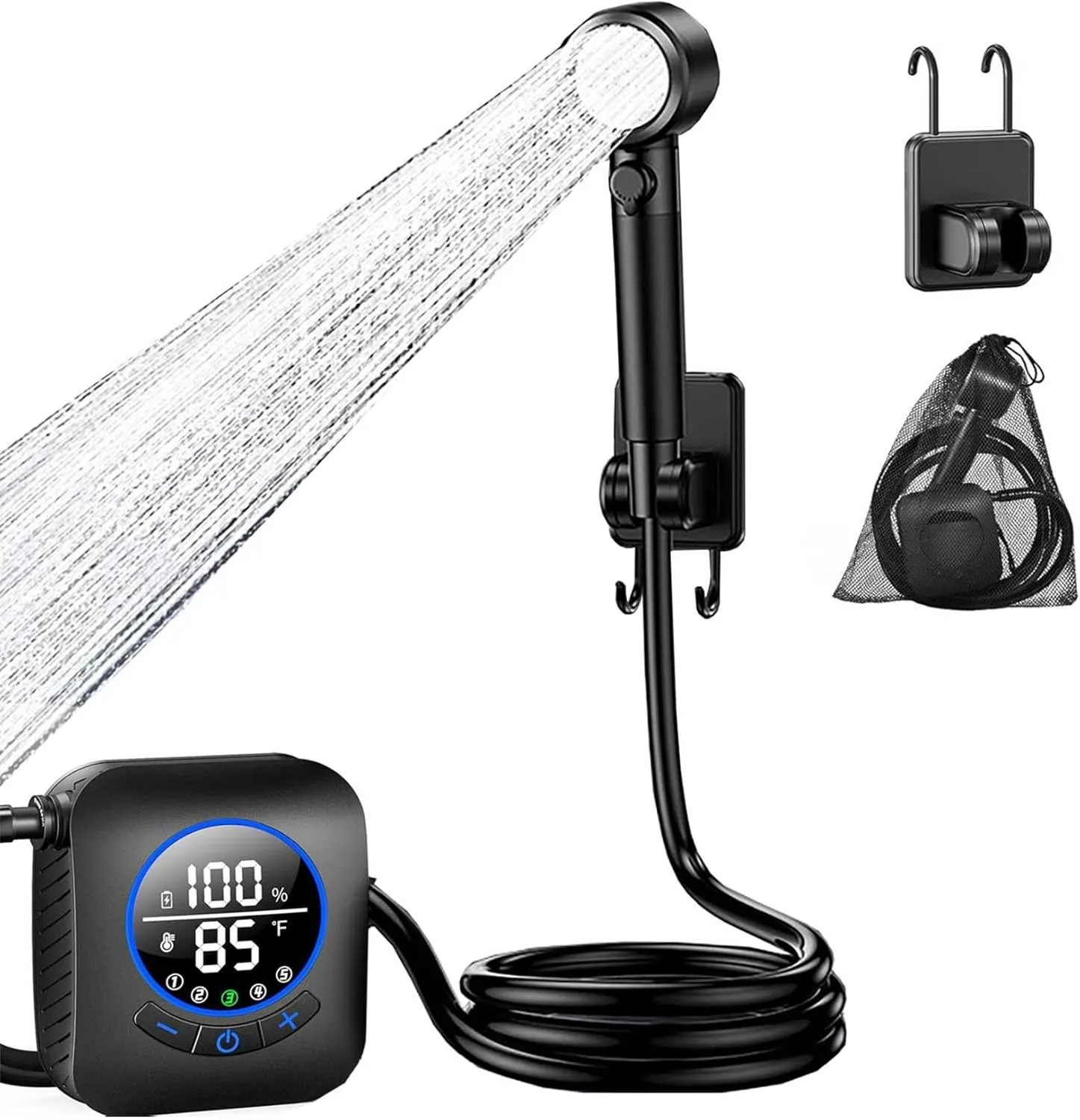 Portable Mobile Shower,Rechargeable 8000mah Self-Priming Electric Showerhead 5 Gears Water Pressure Camping Shower Pump Ipx8 Waterproof, for Hiking/Travel/Pet