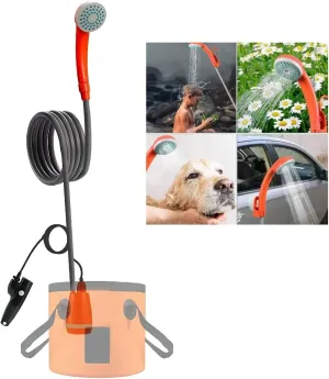 Portable Outdoor Camp Shower Camping Shower Pump Rechargeable Portable Shower Head for Camping Beach Swimming Hiking Traveling