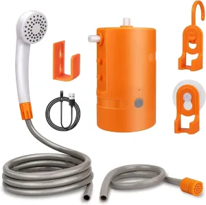 Portable Outdoor Shower, 2 Flow Mode, 4400mAh Battery Powered Shower Pump for Hiking/Backpacking, Travel, Beach, Pet, Flowering, IPX7 Waterproof &USB Rechargeable Camping Shower with 3 LED Lights…