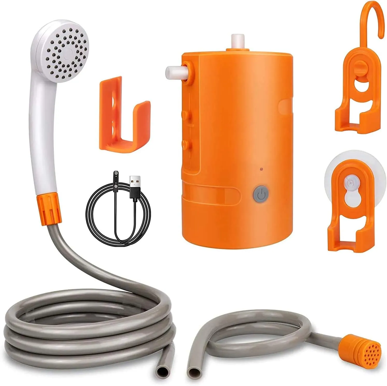 Portable Outdoor Shower, 2 Flow Mode, 4400mAh Battery Powered Shower Pump for Hiking/Backpacking, Travel, Beach, Pet, Flowering, IPX7 Waterproof &USB Rechargeable Camping Shower with 3 LED Lights…