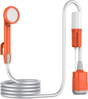 Portable Outdoor Shower,camping shower,Equipped with Rechargeable Battery and LED Outdoor Lighting, with Spray and Automatic water filling Function - Improve Your Outdoor Experience,Orange
