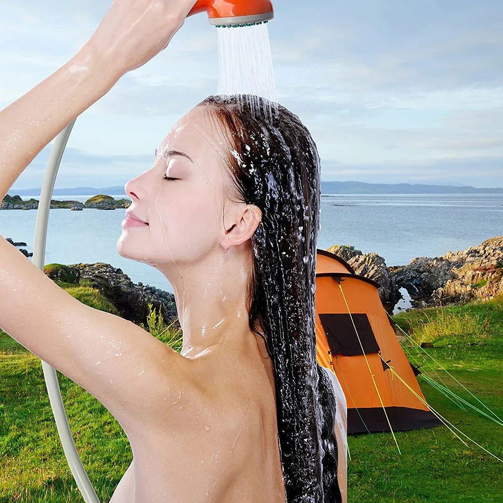 Portable Rechargeable Camping Shower Pump - Outdoor Shower Head with Bucket for Camping, Hiking, Traveling