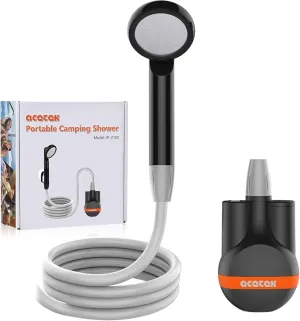 Portable Shower Camping Shower, Outdoor Camp Shower Pump Rechargeable Shower Battery Powered Handheld Shower Heads for Camping, Hiking, Beach Washing, Traveling, Pet Cleaning, Watering