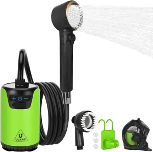 Portable Shower for Camping, 10000mAh Outdoor Electric Shower Pump Rechargeable IPX7 Waterproof Camp Shower with LED Display and 2 Head Nozzle for Camping, Hiking, Travel, Car, Pet