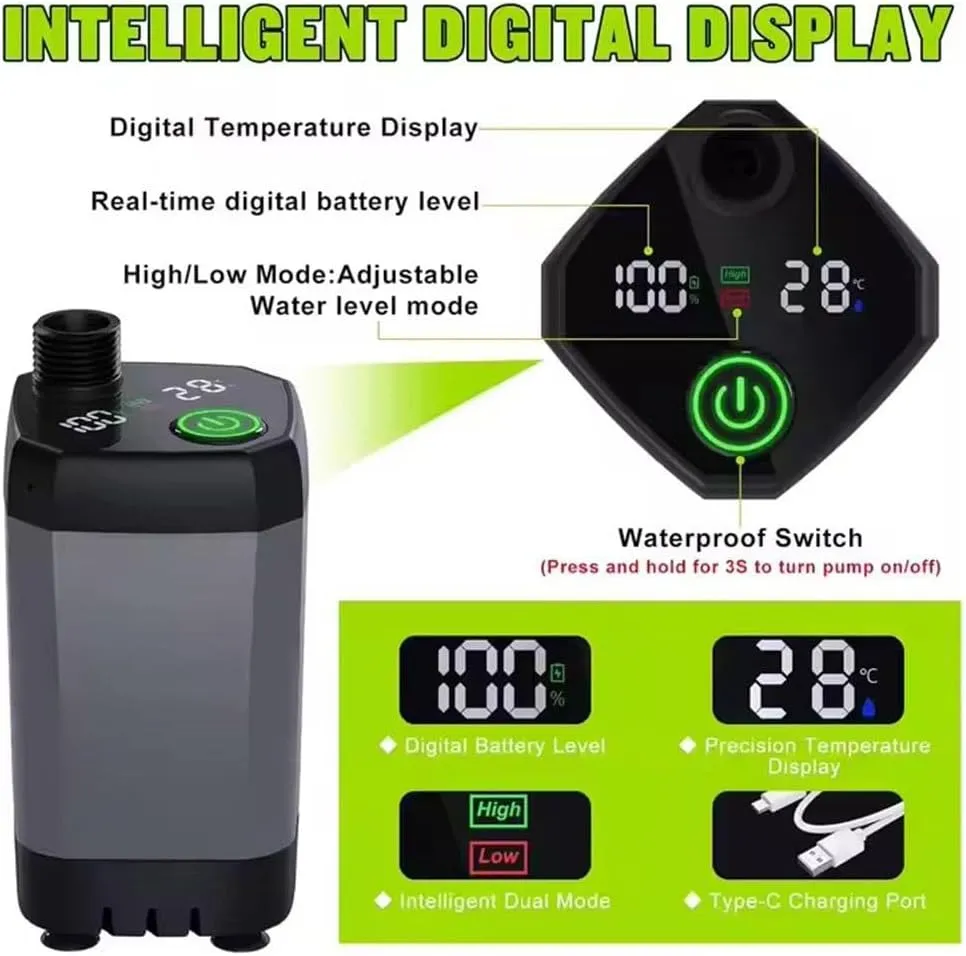 Portable Shower for Camping, 6000mAh Rechargeable Camping Shower with Intelligent LED Display, 4 Spray Modes, IPX7 Waterproof Outdoor Camp Pump for Hiking, Travel, Car and Pet