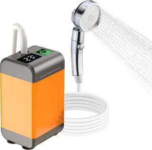 Portable Shower for Camping Outdoor Camp Shower Pump 7800mAh Rechargeable Electric Shower Pump with Intelligent Digital Display, 3 adjustable level for Camping, Hiking, Traveling, Washing