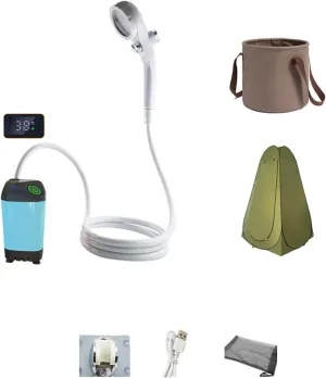 Portable Shower for Camping Outdoor Electric Shower Rechargeable Pumps with Digital Display Camping Shower Head Nozzle