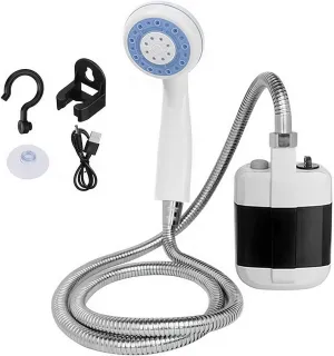 Portable Shower for Camping, Rechargeable Camping Shower, Waterproof Outdoor Camping Shower Pump for Hiking, Travel, Car Washing, Pet Cleaning