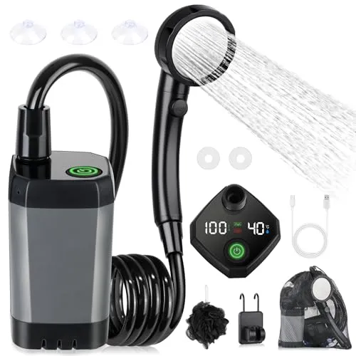 Portable Shower for Camping,6000mAh Rechargeable Camping Shower