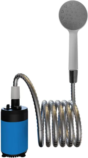 Portable Shower, USB Battery Powered Outdoor Shower for Camping, Hiking, Beach, Pet, Watering (Blue)