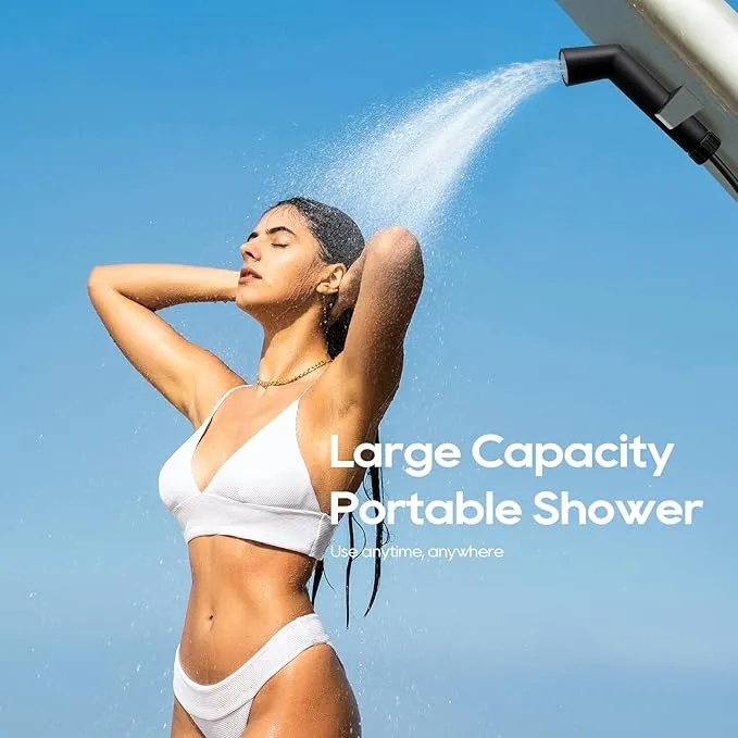 Portable Shower,5 Gallons/20L Camping Shower Bag with Electric Air Pump,Water Level Window,Solar Shower with Hot Water,Adjustable Nozzle,Camp Shower for Beach Hiking Outdoor Camping Trip