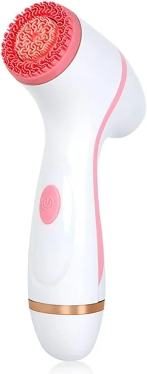 Portable Silicone Face Scrubber, Waterproof Sonic Vibrating Facial Cleansing Brush for Daily Skincare(Red)