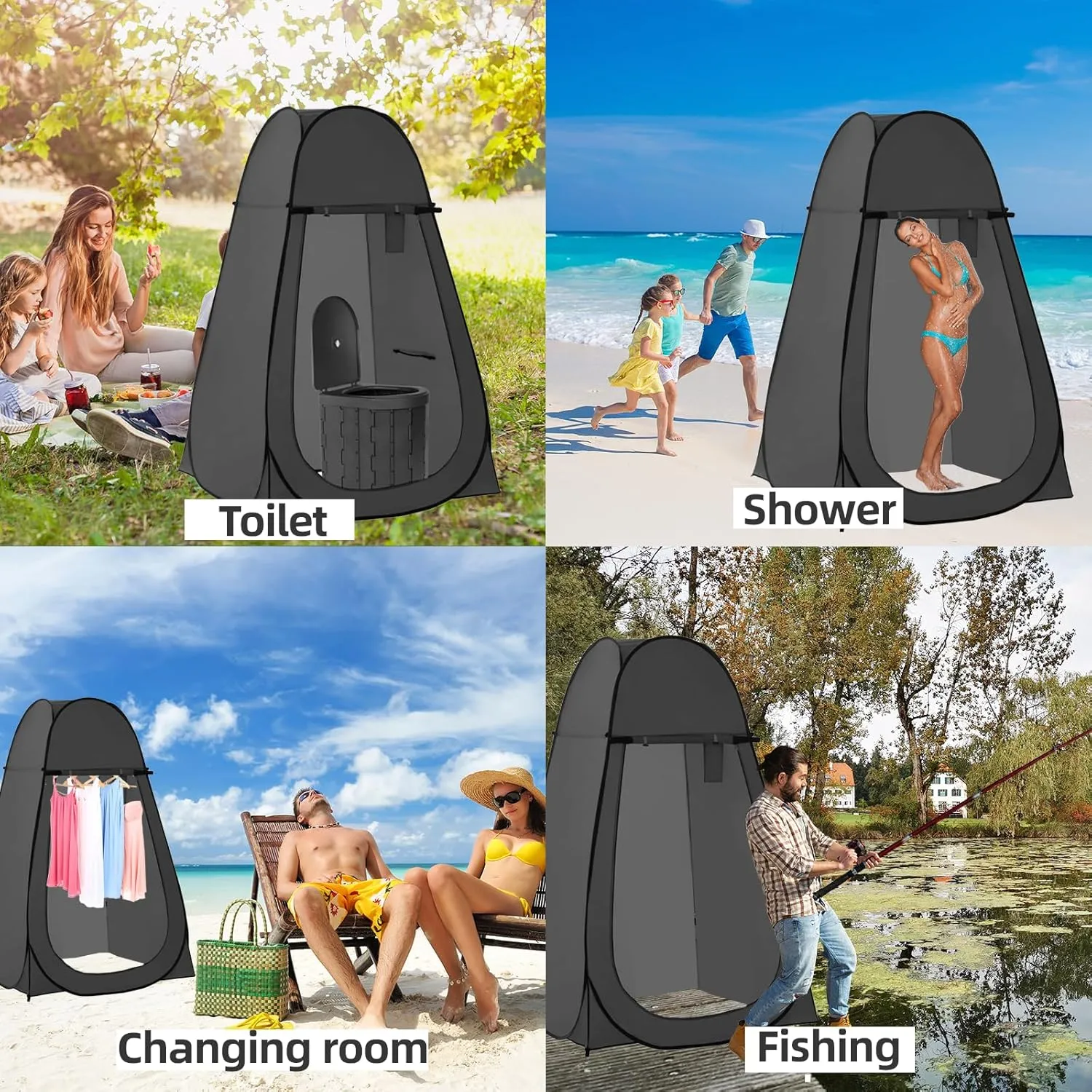 Portable Toilet and Privacy Tent for Adults, Pop Up Potty Tents Outdoor Portable Toilet for Camping with 12 Toilet Bags, Pop-up Tent for Toilet, Travel, Changing