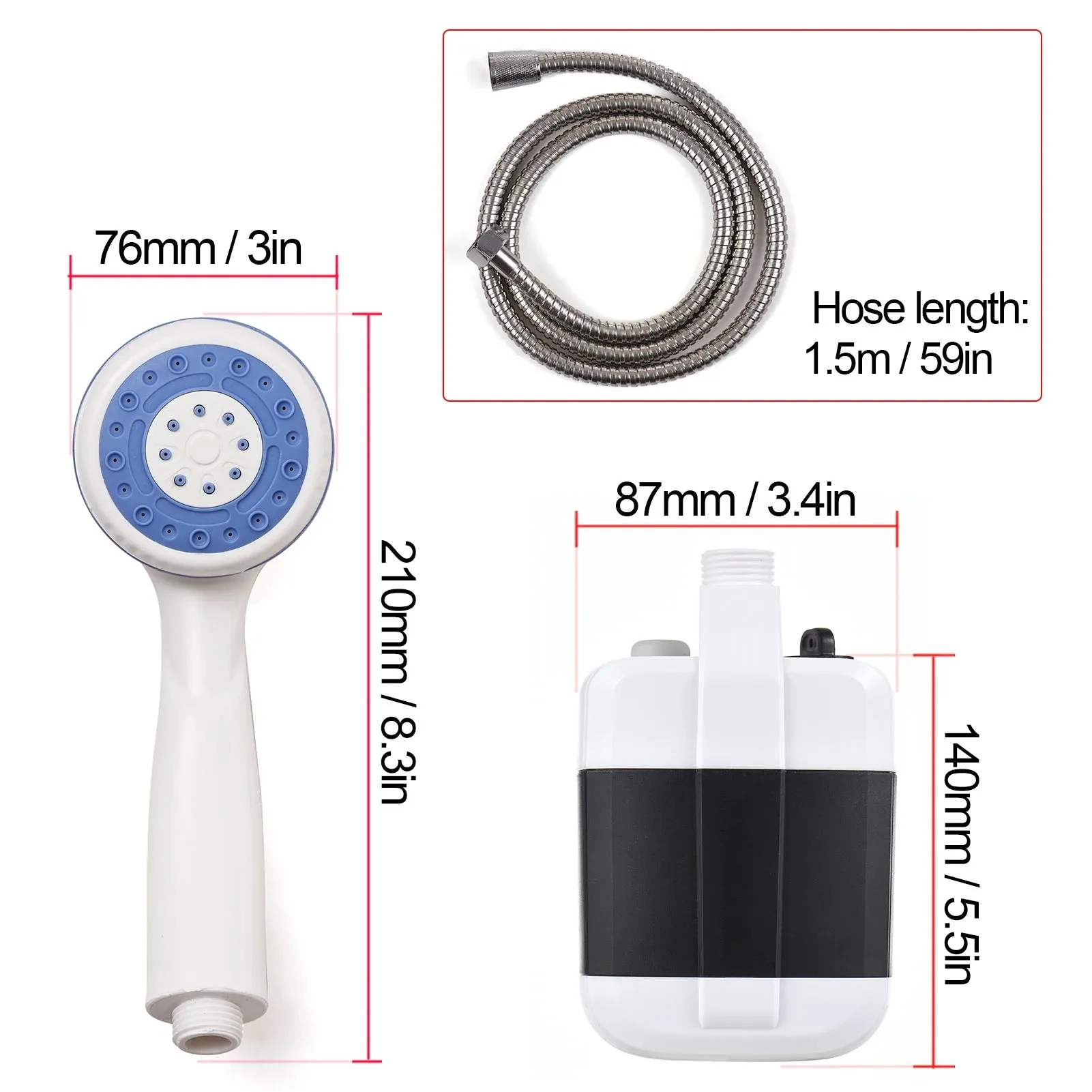 Portable USB Rechargeable Camping Shower Pump - Electric Shower for Camping, Car Washing, Gardening, Pet Cleaning