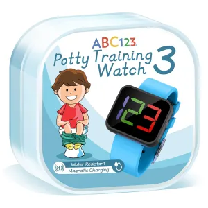 Potty Training Watch 3 (2023 Edition) - Baby Reminder Water Resistant Timer for Toilet Training Kids & Toddler with Wireless Charging (Blue)