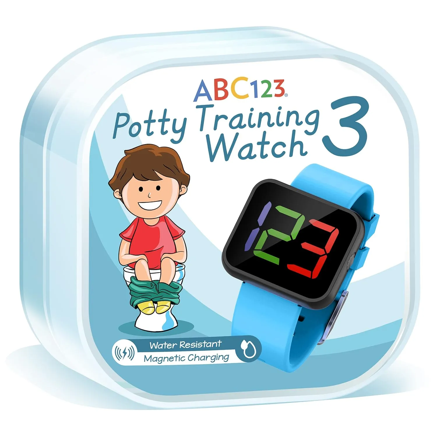 Potty Training Watch 3 (2023 Edition) - Baby Reminder Water Resistant Timer for Toilet Training Kids & Toddler with Wireless Charging (Blue)